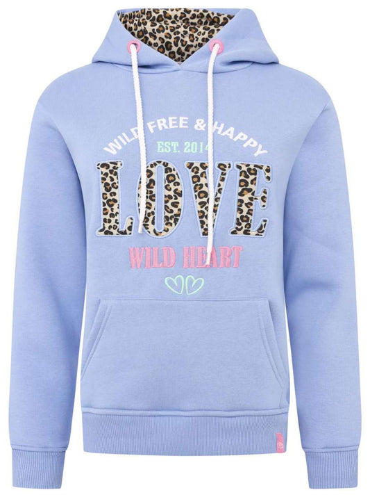 💕 Zwillingsherz Sweatshirt Hoodie "Wild Love" Sweater Baumwolle Blau