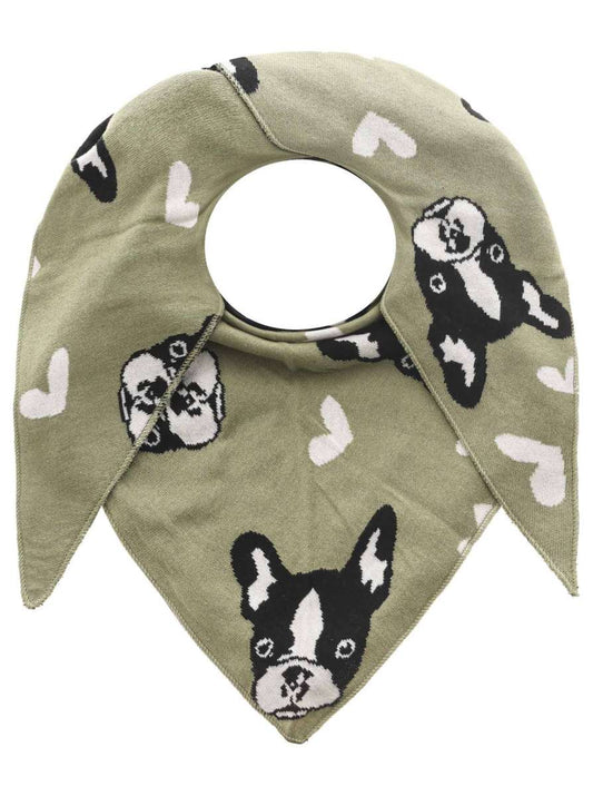 💕 Zwillingsherz Dreieckstuch "Herzens Hund" Baumwolle Khaki