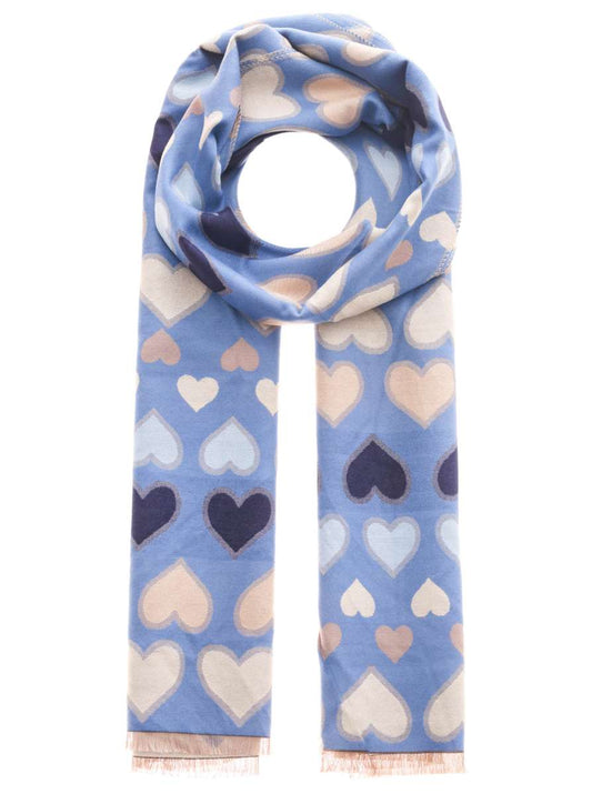 💕 Zwillingsherz Schal "Multi Herzen" 100 % Viskose Blau