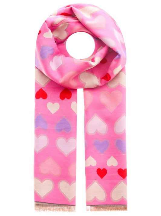 💕 Zwillingsherz Schal "Multi Herzen" 100 % Viskose Pink