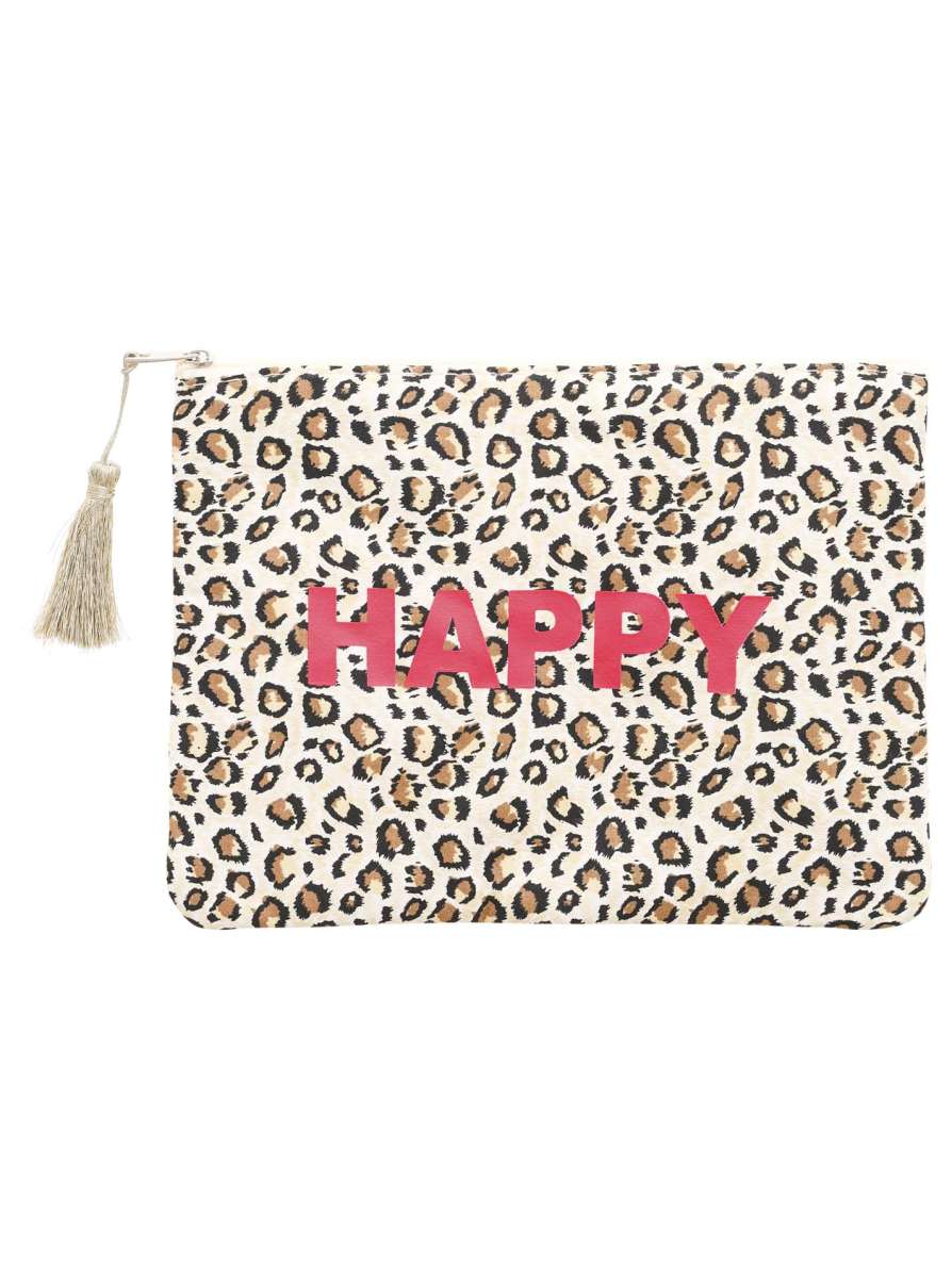 💕 Zwillingsherz Kosmetiktasche "Leo & Happy" Pouch Beige