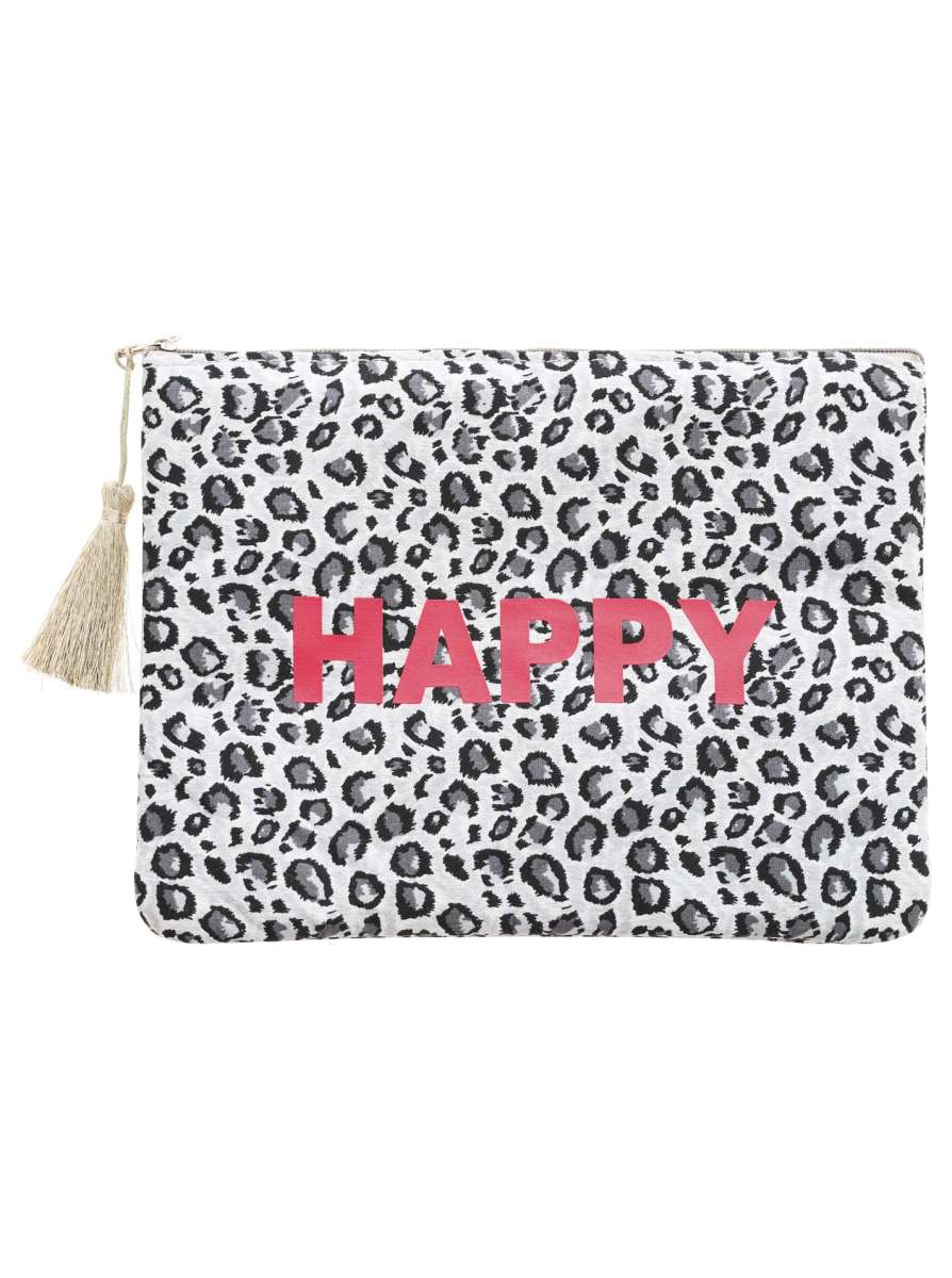 💕 Zwillingsherz Kosmetiktasche "Leo &Happy" Pouch Grau