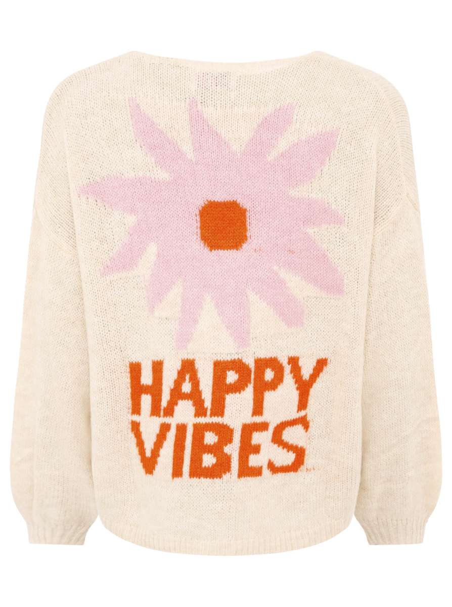 💕Zwillingsherz Oversized Strick Cardigan "Happy Vibes" Strickjacke Hellbeige