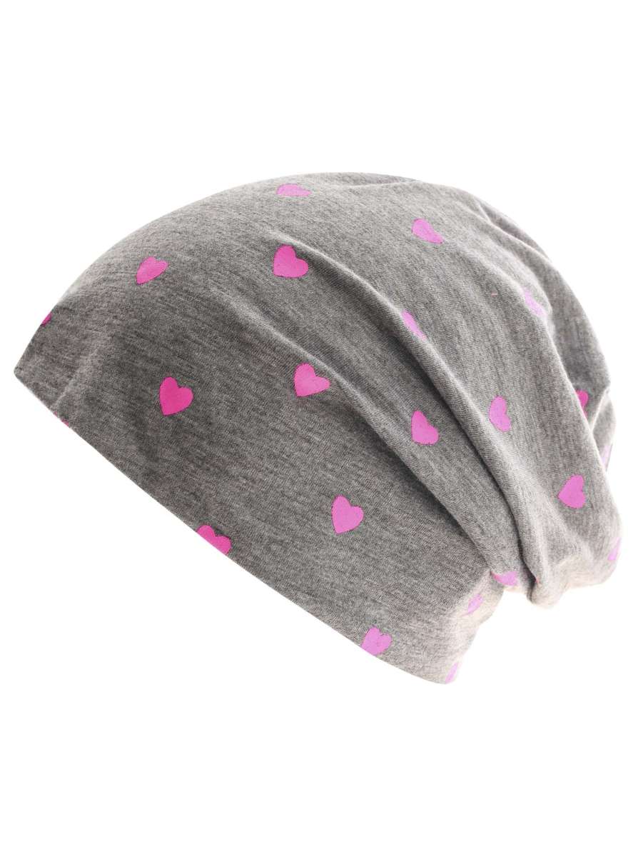 💕 Zwillingsherz Mütze Beanie "Herz" Jersey Grau