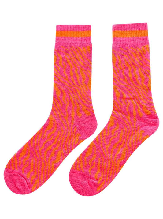 💕 Zwillingsherz Socken "Buntes Zebra" Kuschelsocken Orange Pink