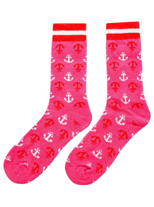 💕 Zwillingsherz Socken "Multi Anker" Kuschelsocken PInk