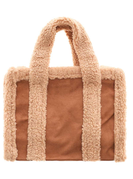 💕 Zwillingsherz Shopper "Teddy & Flauschig" Tasche Cognac