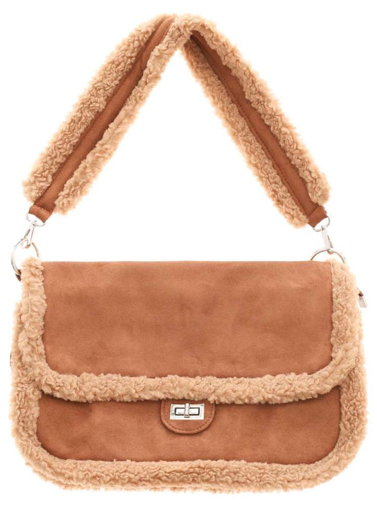 💕 Zwillingsherz Crossbody  Schultergurt "Flauschig" Cognac