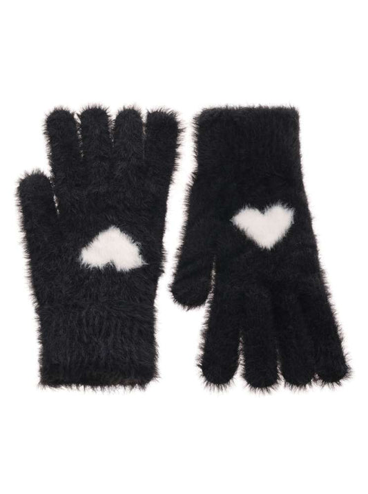 💕 Handschuhe Kuschel "Herzen" Schwarz