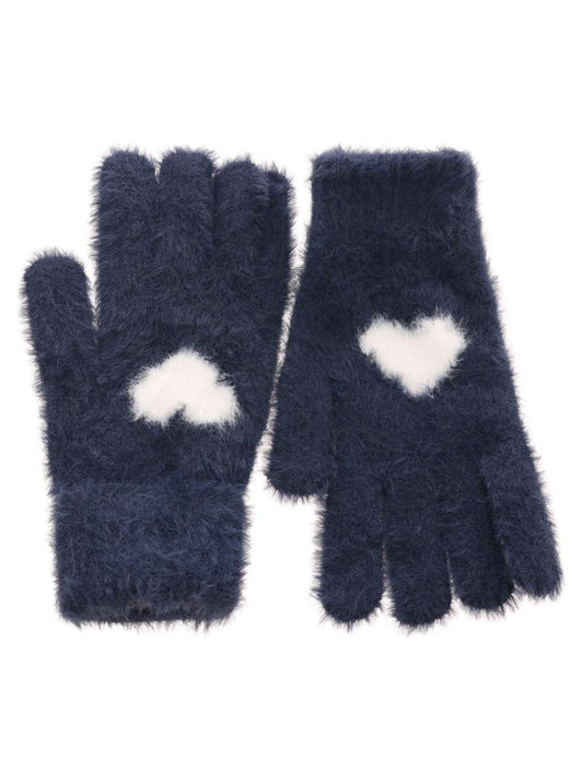 💕 Handschuhe Kuschel "Herzen" Navy