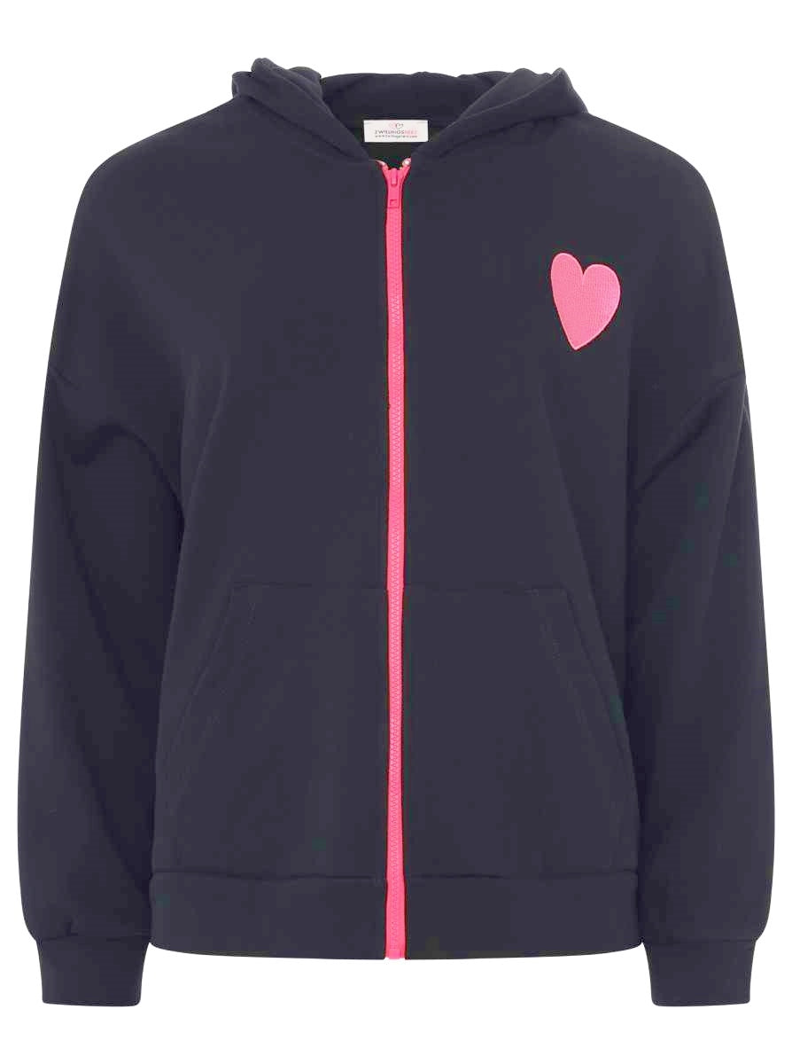 💕 Zwillingsherz Zip Sweatjacke "Herz" Sweater Baumwolle Navy