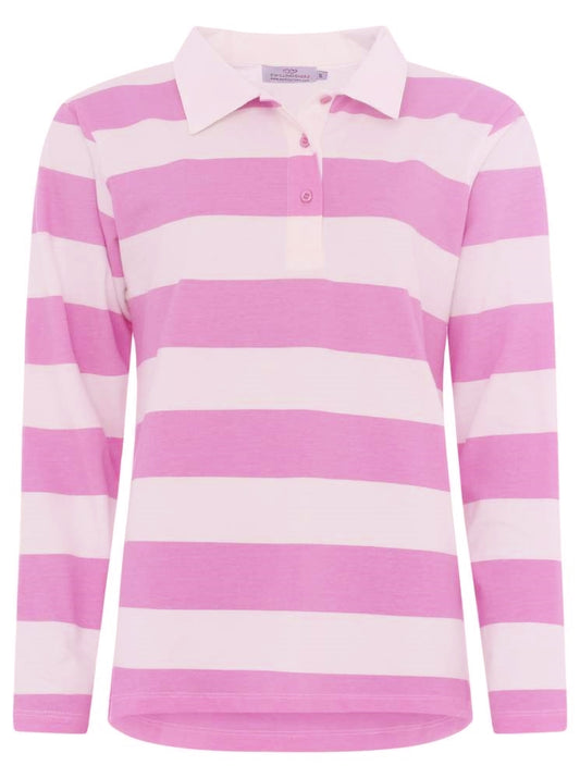 💕 Zwillingsherz Rugby Hemd "Streifen" Langarmshirt  100 % Baumwolle Pink