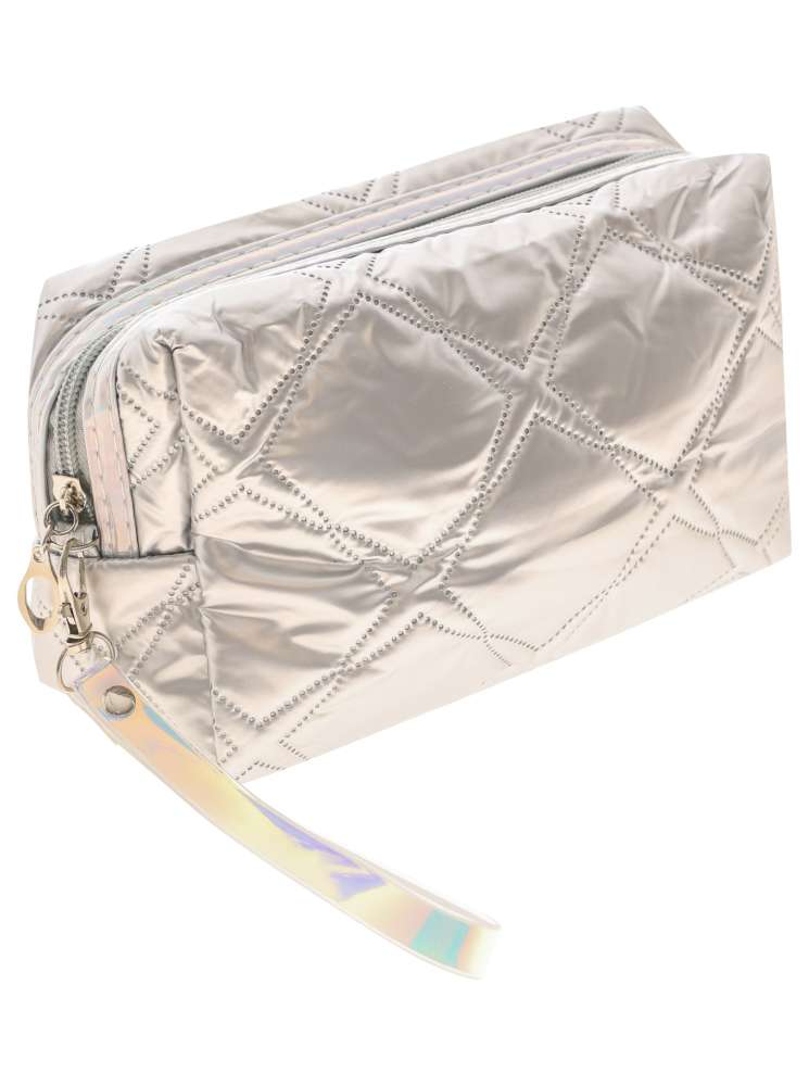 💕 Zwillingsherz Kosmetiktasche "Metallic Stepp" Pouch Silber