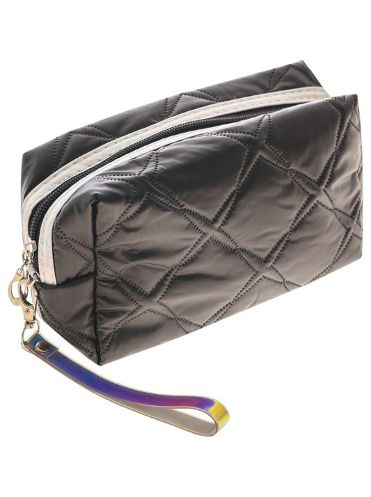 💕 Zwillingsherz Kosmetiktasche "Metallic Stepp" Pouch Schwarz