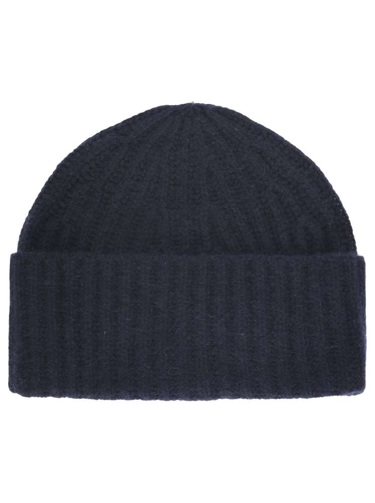 💕 Zwillingsherz Mütze Ribbon Beanie "Luxus" 100 % Kaschmir Gerippt Schwarz