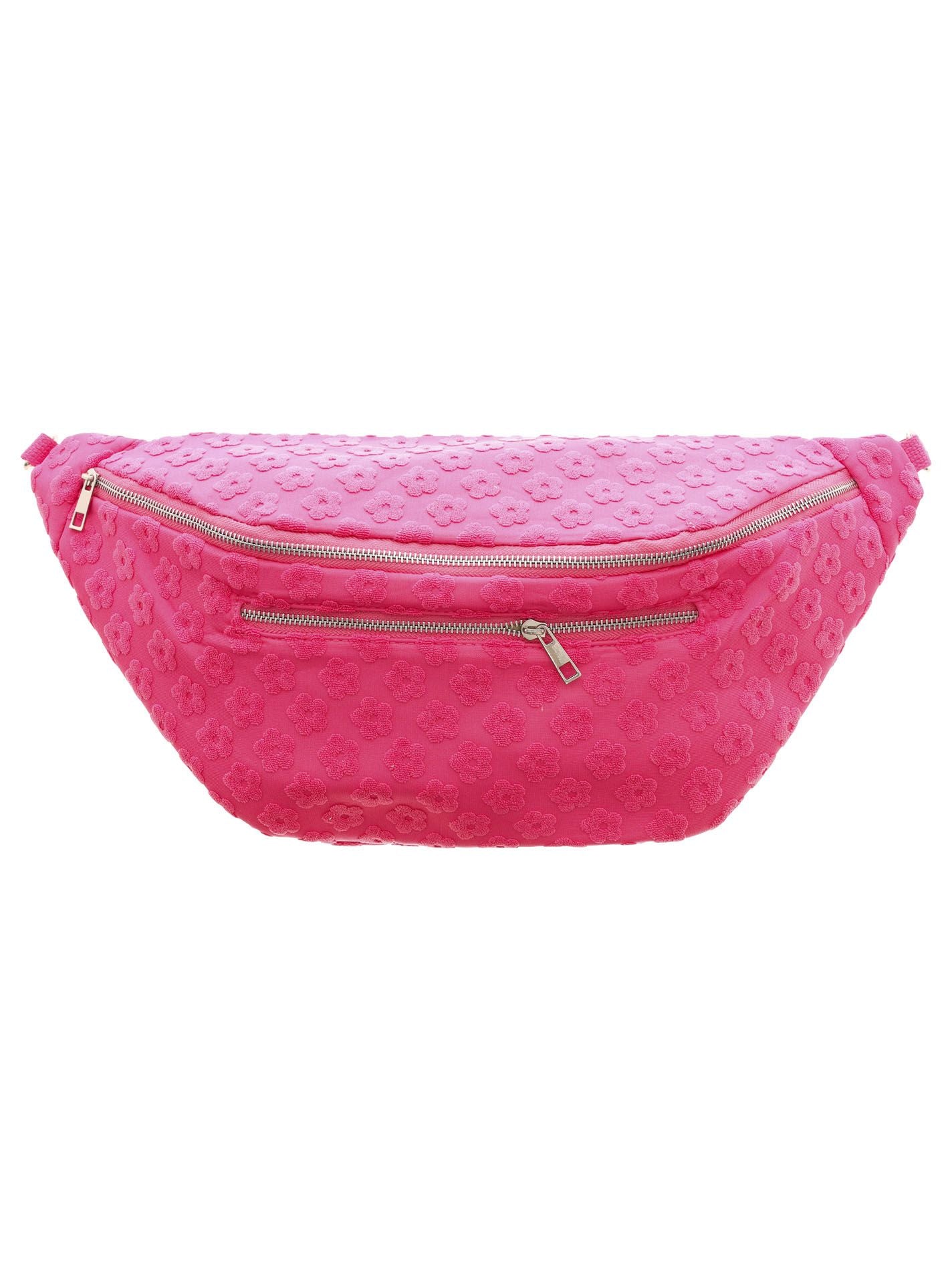 Crossbodybag Frottee "Blümchen" große Bauchtasche Pink