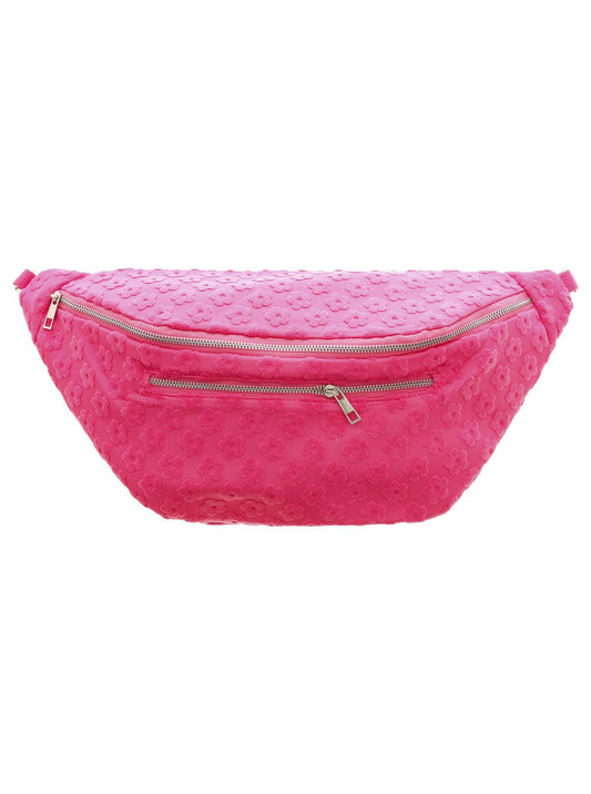 Crossbodybag Frottee "Blümchen" große Bauchtasche Pink