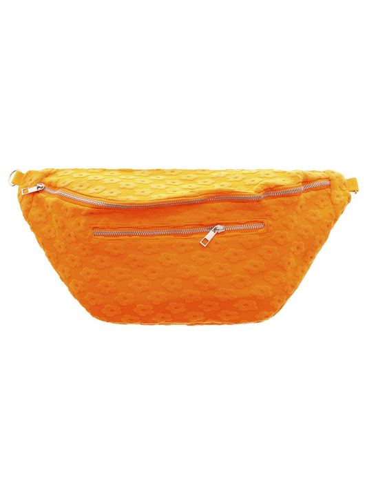 Crossbodybag Frottee "Blümchen" große Bauchtasche Orange