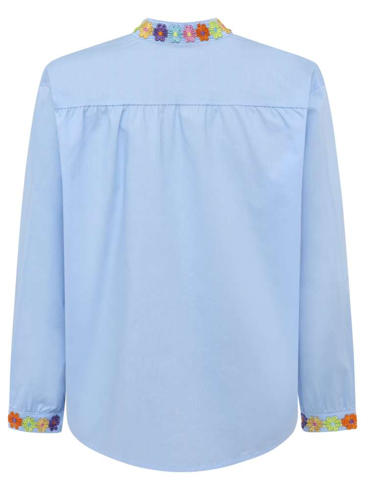 💕 Zwillingsherz Bluse "Stickerei Blumen" Blau