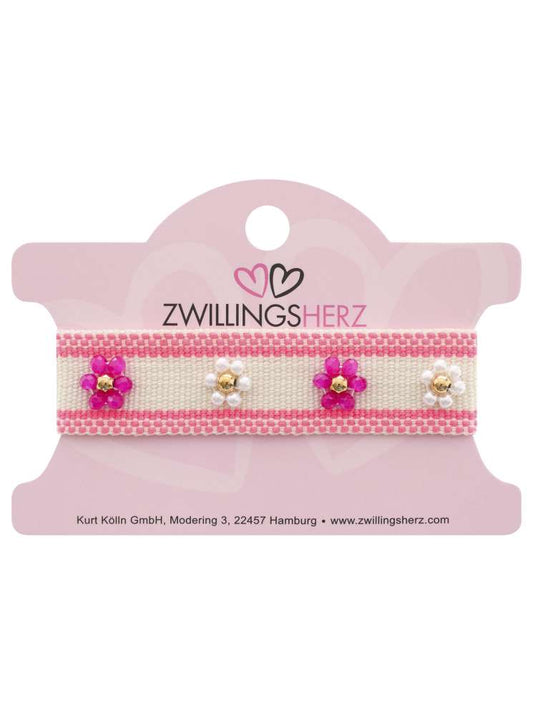 💕 Zwillingsherz Armband "Blume" Pink