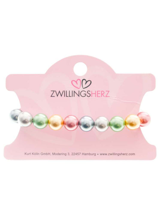 💕 Zwillingsherz Armband "Round Beads Schimmer" Multi