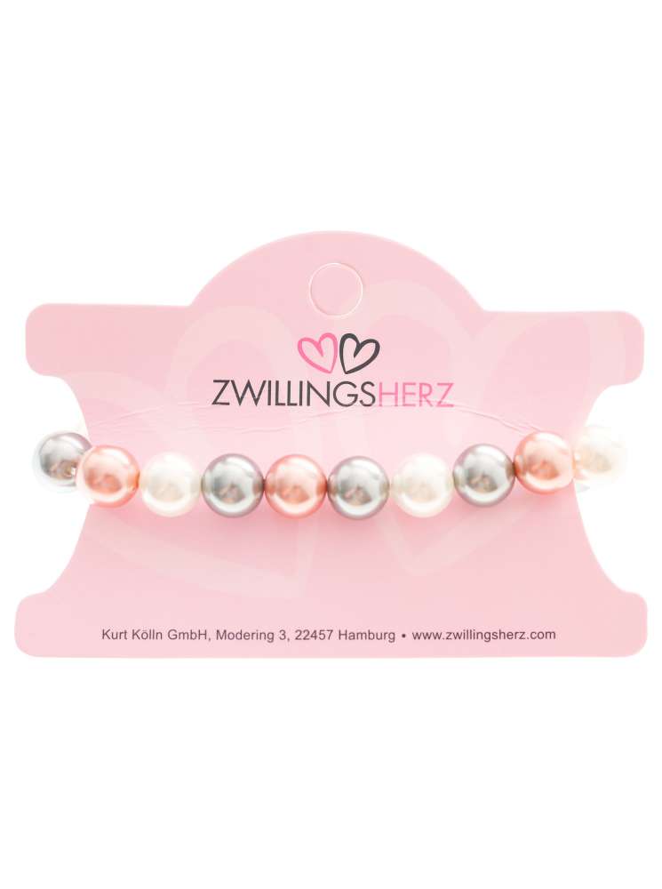 💕 Zwillingsherz Armband "Round Beads Schimmer" Pastell