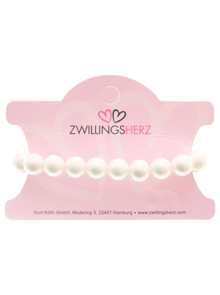 💕 Zwillingsherz Armband "Round Beads Schimmer" Weiß