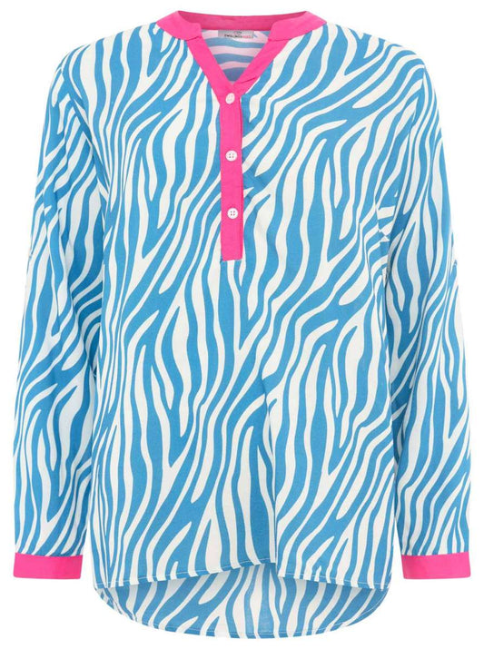 💕 Zwillingsherz Bluse "Classic Zebra" Viskose Blau