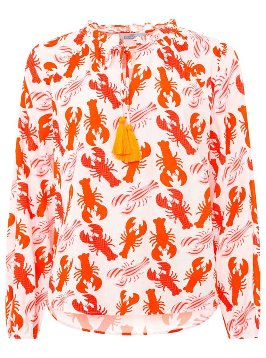 💕 Zwillingsherz Bluse "Großer Lobster Mix" 100 % Viskose Rot