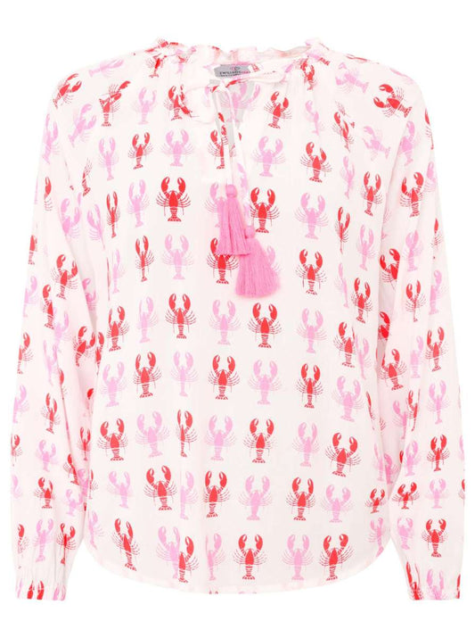 💕 Zwillingsherz Bluse "Lobster Zweifarbig" 100 % Viskose Rosa