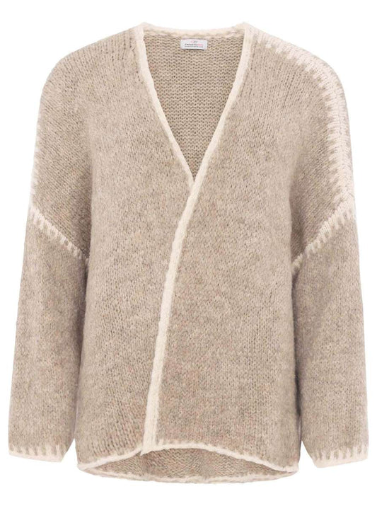 💕 Zwillingsherz Strickjacke "Naht" Beige Weiß