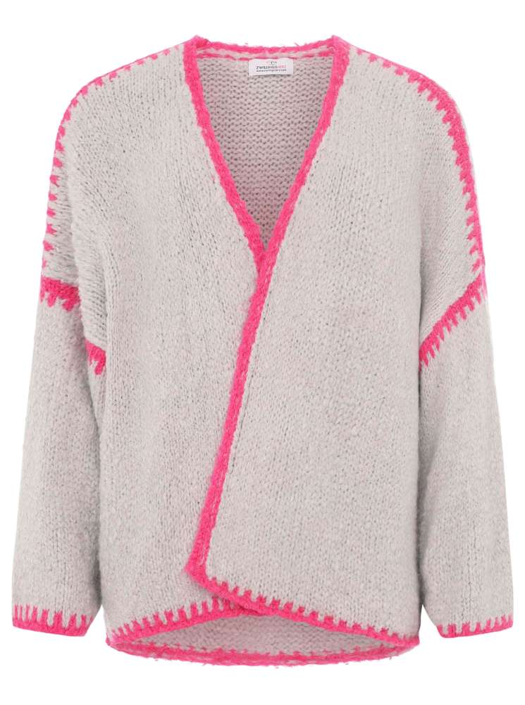 💕 Zwillingsherz Strickjacke "Naht" Grau Pink