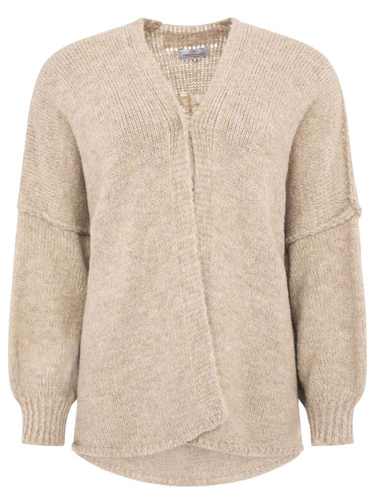 💕 Zwillingsherz Cardigan Strickjacke "Kirsche" Beige