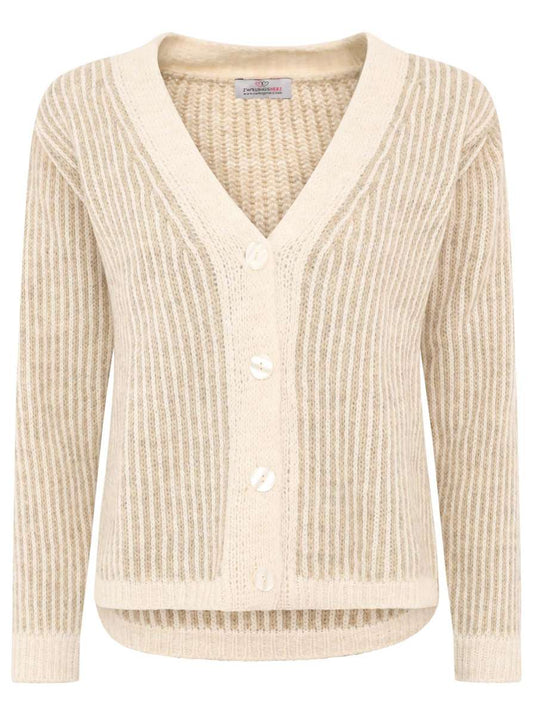 💕 Zwillingsherz Strickjacke "Kleine Streifen" Beige