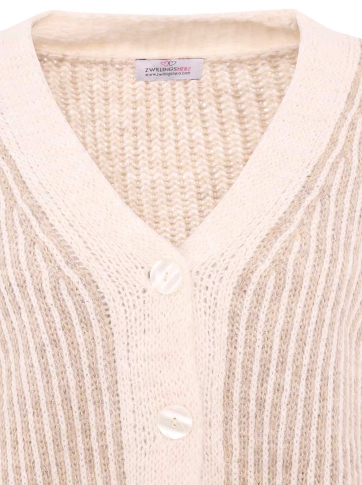 💕 Zwillingsherz Strickjacke "Kleine Streifen" Cardigan Beige