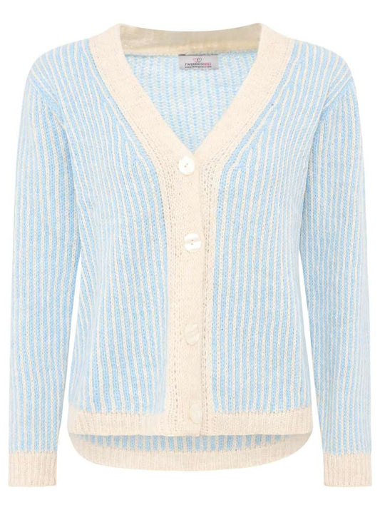 💕 Zwillingsherz Strickjacke "Kleine Streifen" Blau