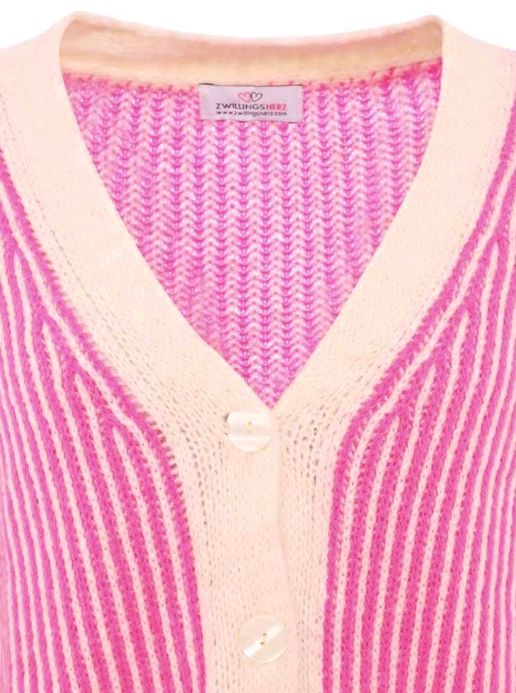 💕 Zwillingsherz Strickjacke "Kleine Streifen" Cardigan Pink