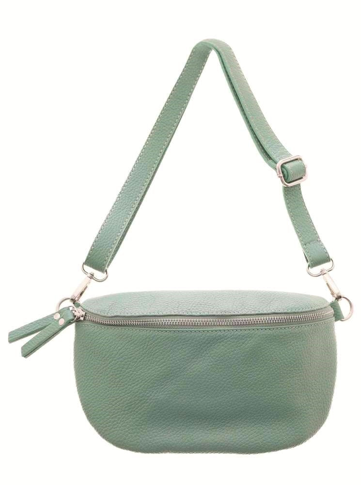 💕 Zwillingsherz Crossbody Bauchtasche Leder XXL "Edda" 100 % Leder Mint