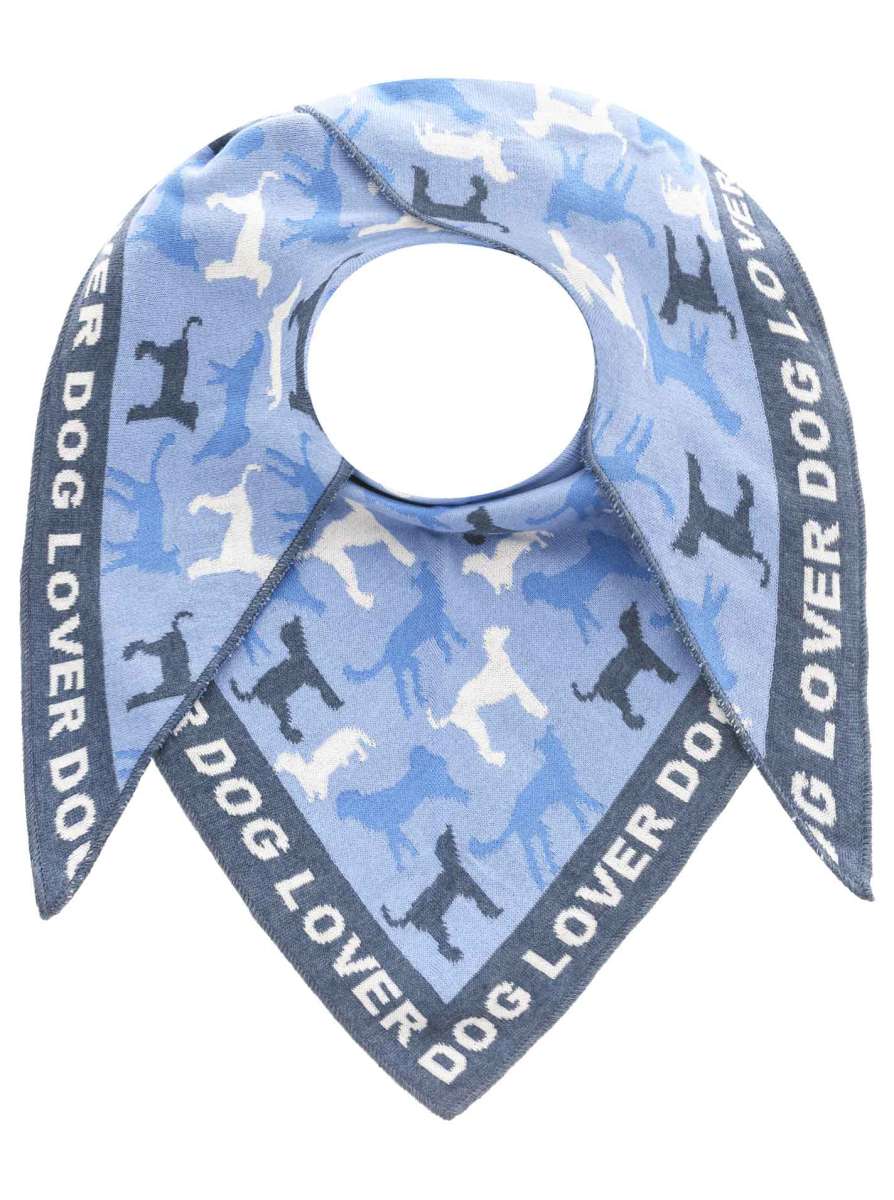 💕 Zwillingsherz Dreieckstuch "Dog Lover" Baumwolle Blau