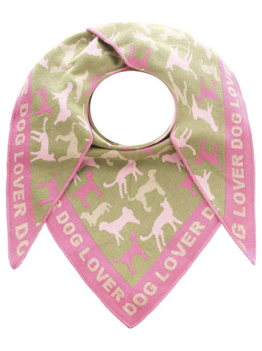 💕 Zwillingsherz Dreieckstuch "Dog Lover" Baumwolle Khaki PInk