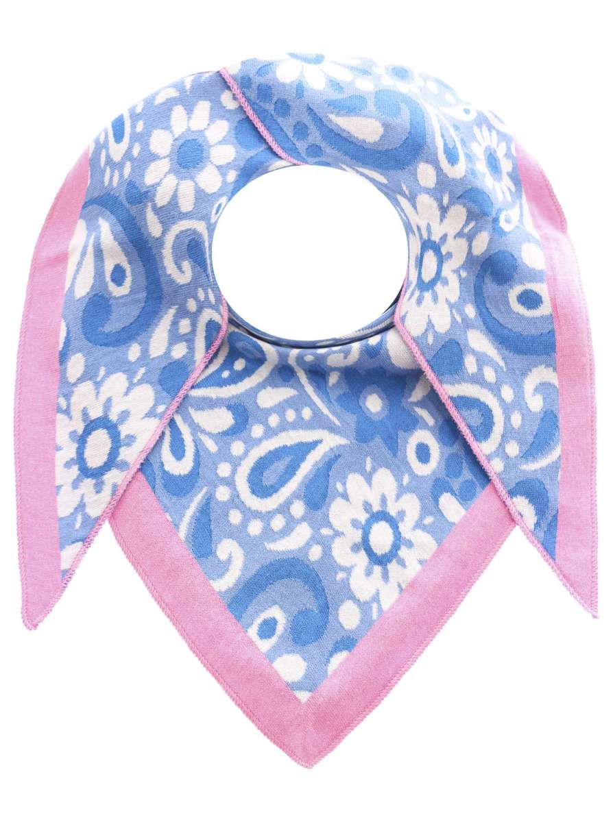 💕 Zwillingsherz Dreieckstuch "Blumige Aussichten" Baumwolle Blau Pink