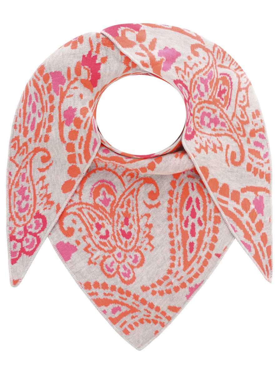 💕 Zwillingsherz Dreieckstuch "Cozy Paisley" Baumwolle Grau Orange Pink