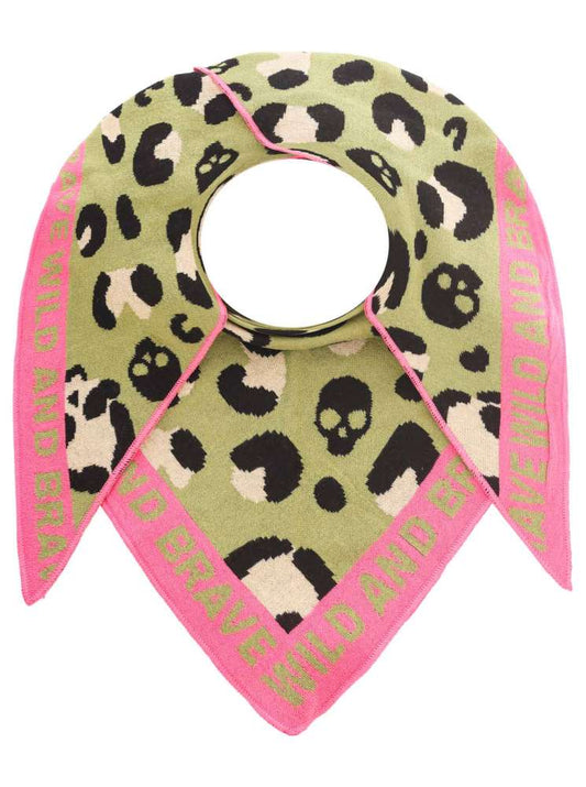 💕 Zwillingsherz Dreieckstuch "Death Leo" Baumwolle Khaki Pink