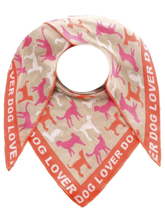 💕 Zwillingsherz Dreieckstuch "Dog Lover" Baumwolle Beige Orange Pink