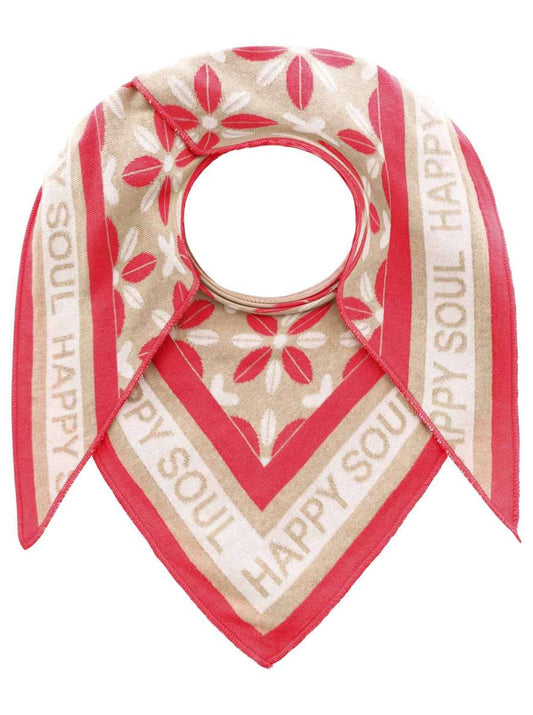 💕 Zwillingsherz Dreieckstuch "Happy Blumen" Baumwolle Beige Rot