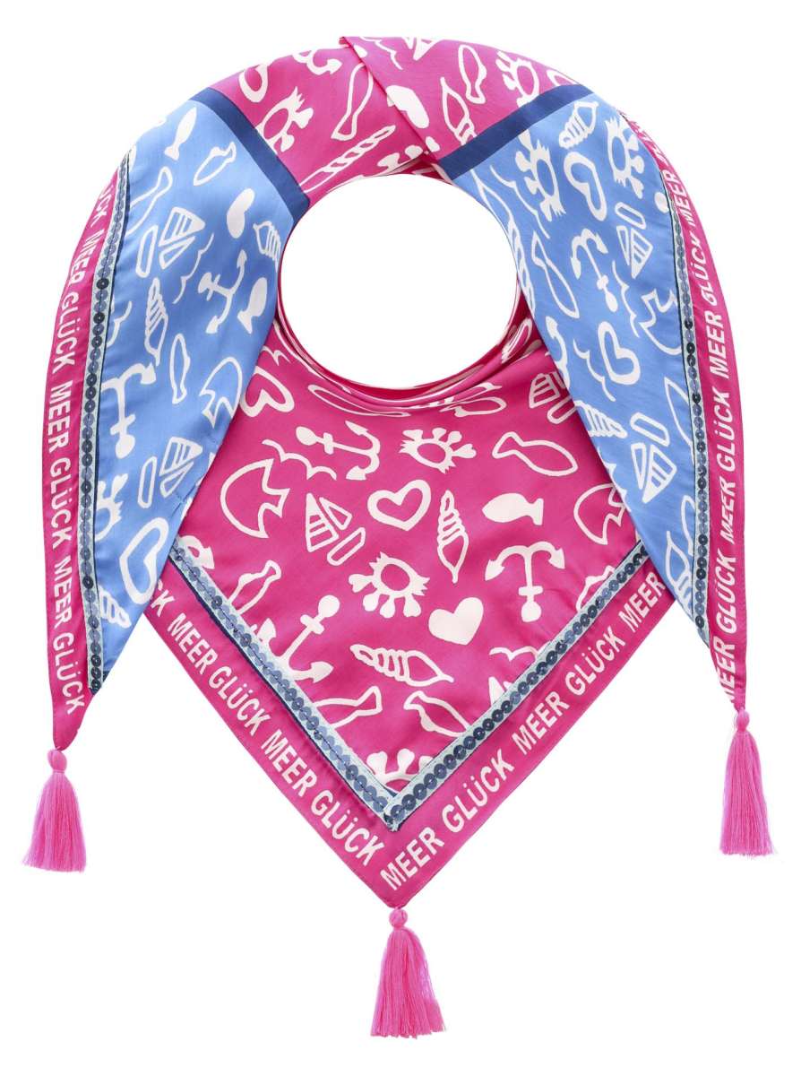 💕 Zwillingsherz Dreieckstuch "Maritime Motive" Bambus nachhaltig organic Blau Pink