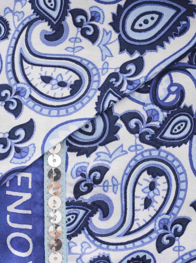 💕 Zwillingsherz Dreieckstuch "Paisley Enjoy your day" Bambus Blau