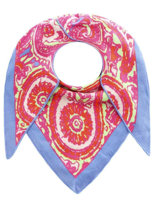 💕 Zwillingsherz Dreieckstuch "Paisley Rand" Baumwolle Pink Blau Grün