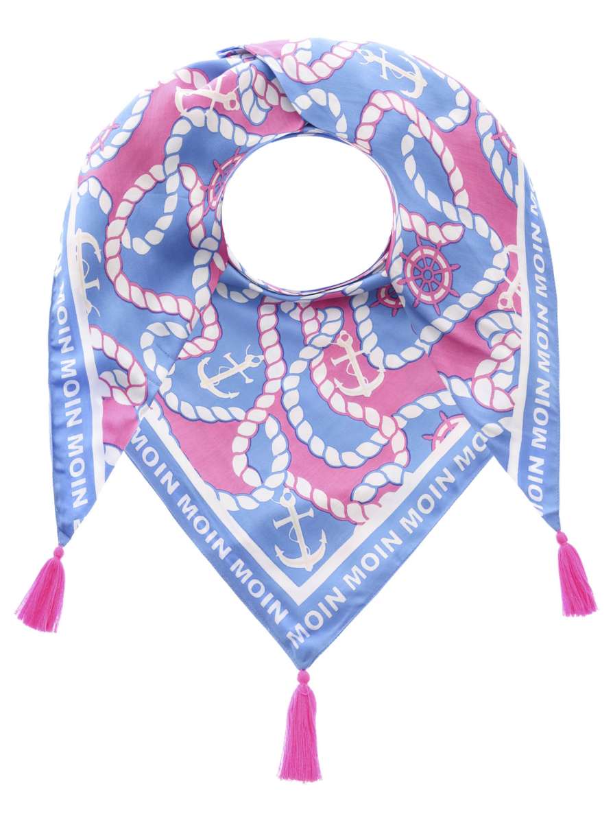 💕 Zwillingsherz Dreieckstuch "Tau Anker Steuerrad" Bambus Pink Blau