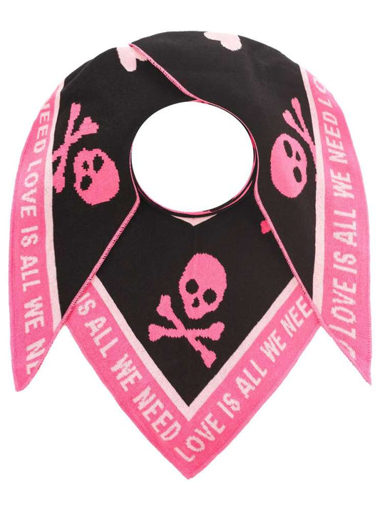 💕 Zwillingsherz Dreieckstuch "Totenkopf Herz" Baumwolle Schwarz Pink